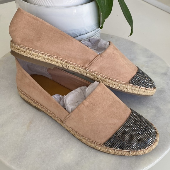 😍KENDALL & KYLIE Tan Suede Espadrille Flat w/ Metallic Toe 9! - Picture 2 of 8